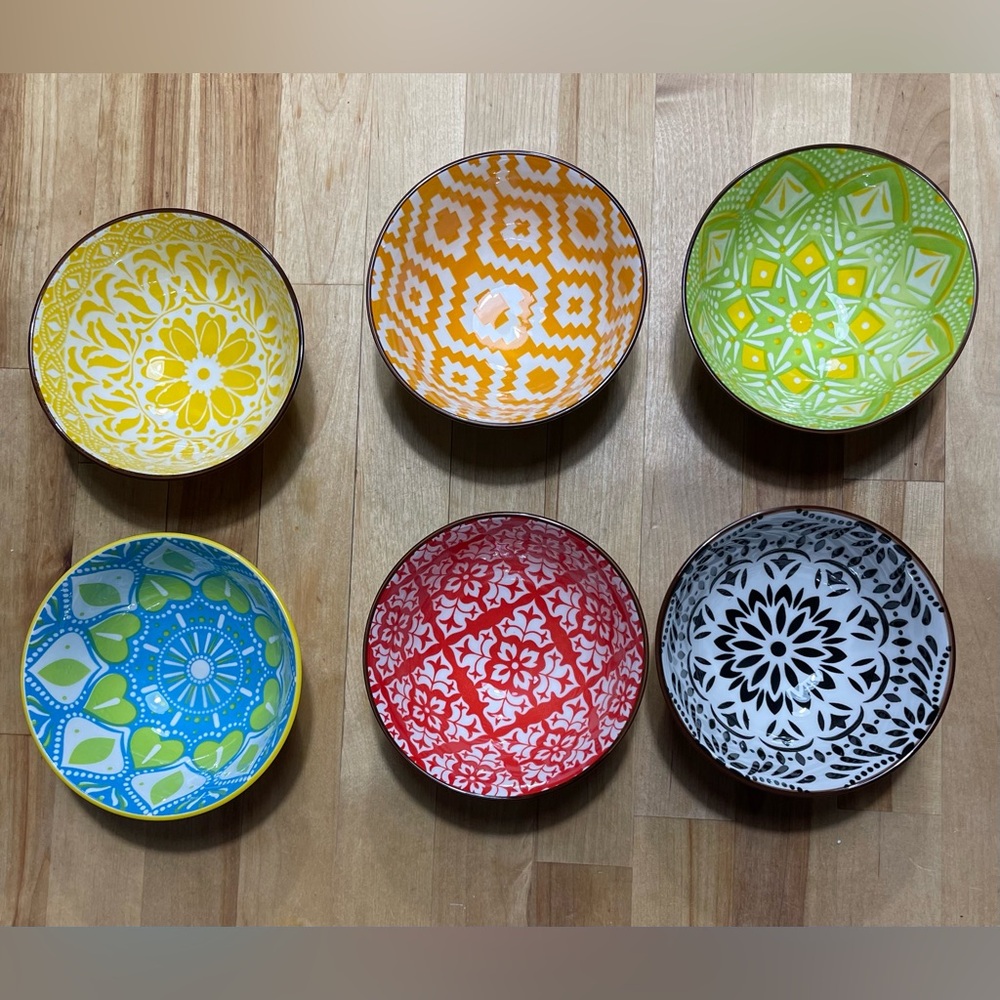 Set of Colorful Patterned Bowls